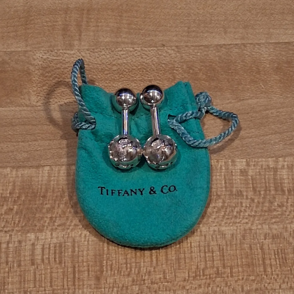 Tiffany & Co Sterling Silver Globe Cufflinks 925 World Map With Box & Pouch - Picture 7 of 9